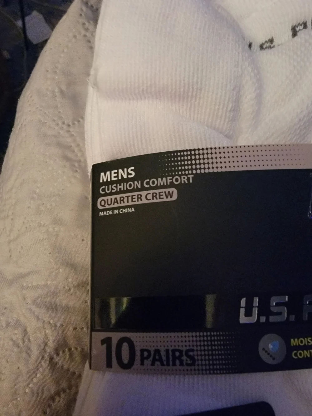 U.S. Polo Assn. Men's White Performance Crew Socks - Moisture Control